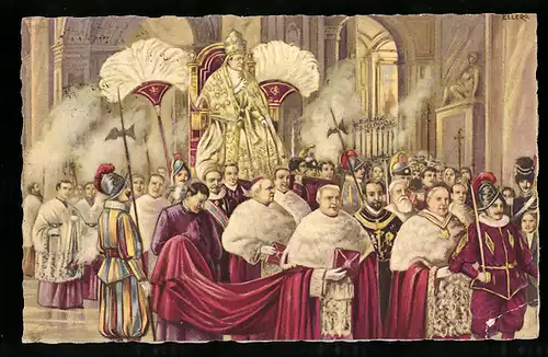 Künstler-AK Papst Pius XI. auf dem heiligen Stuhl