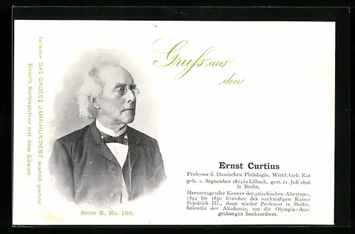 AK Portrait des Philologen Ernst Curtius