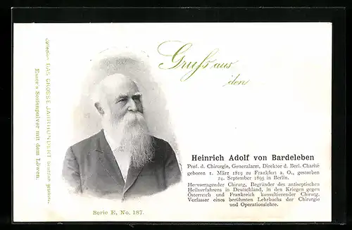 AK Portrait von Heinrich Adolf von Bardeleben