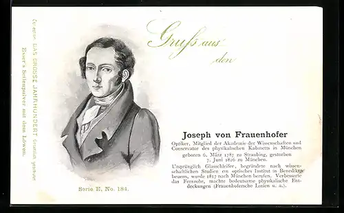 AK Portrait des Wissenschaftlers Joseph von Frauenhofer