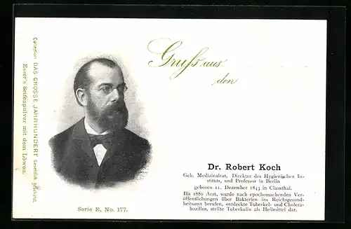 AK Portrait des Arztes Dr. Robert Koch