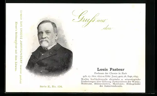 AK Portrait des Chemikers Louis Pasteur