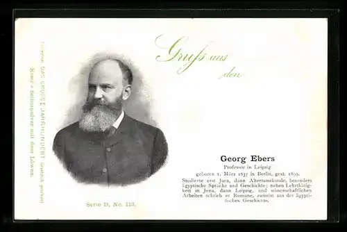 AK Professor Georg Ebers im Portrait