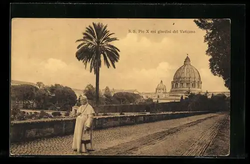 AK Papst Pius X. nei giardini del Vaticano