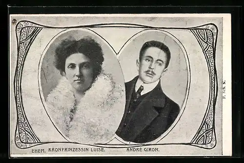 AK Ehem. Kronprinzessin Luise von Sachsen und André Giron