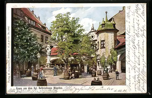 AK München, Münchner Hofbräuhaus, Hof mit Brunnen