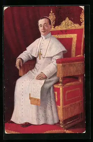 AK Papst Benedetto Pont. Max mit Kreuzkette