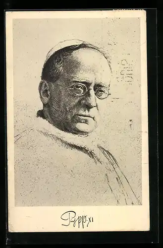 AK Portrait von Papst Pius XI. mit Brille
