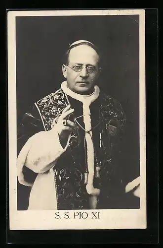 AK Portrait von Papst Pius XI. mit segnender Hand