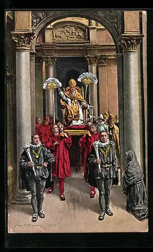 AK San Pietro, Papst Pius XI. in sedia gestatoria si reca ad aprire la Porta Santa 1924