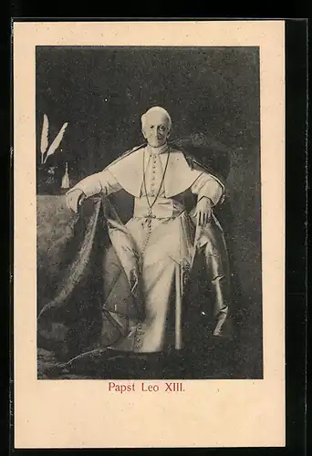 AK Portrait von Papst Leo XIII. mit Kreuzkette