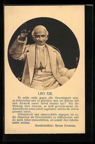 AK Papst Leo XIII. mit segnender Hand