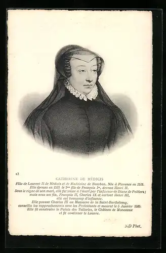 AK Catherine De Mèdicis von Frankreich