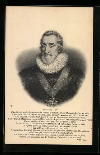 AK Portrait Henri IV von Frankreich, 1553-1610