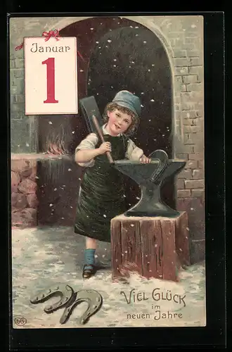 AK Glücks-Schmied stellt Hufeisen her