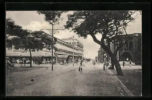 AK Colombo, York street, Strassenpartie mit Passanten