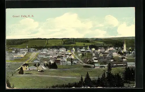 AK Grand Falls /N. B., Totalansicht aus der Vogelschau