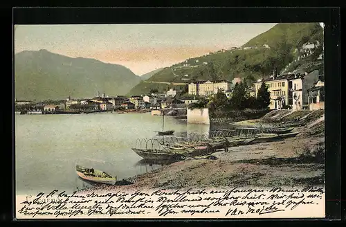 AK Locarno, Flusspartie mit Booten