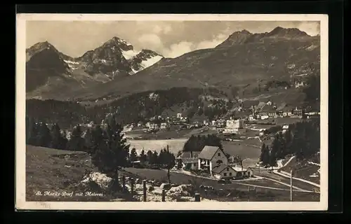AK St. Moritz-Dorf, Panorama mit Meierei