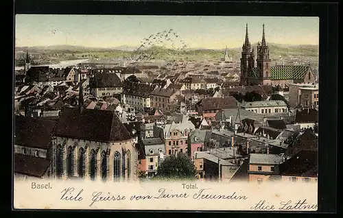 AK Basel, Totalansicht mit Kirche
