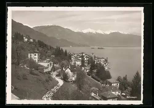 AK Brissago, Ortsansicht mit Bergpanorama