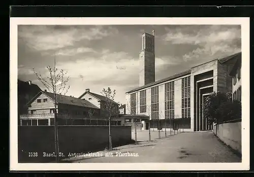 AK Basel, St. Antoniuskirche und Pfarrhaus