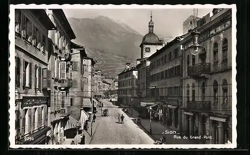 AK Sion, Rue du Grand-Pont, Strassenpartie