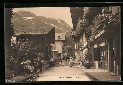 AK Champery, La Rue, Strassenleben