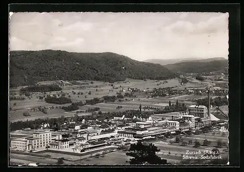 AK Zurzach, Panoramablick auf die Schweiz. Sodafabrik