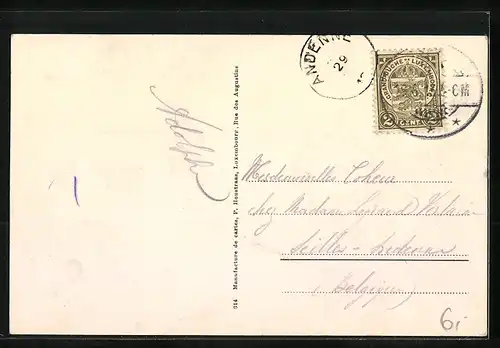 AK Esch a. d. Sauer, Teilansicht mit Segelschiff