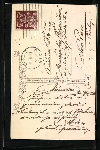 Künstler-AK Dame empfängt Liebkosung ihres Liebhabers