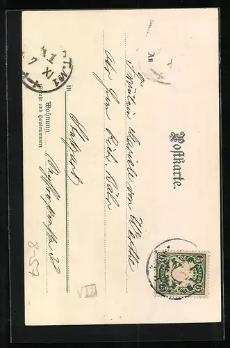 AK Münchner Kindl mit Bierkrug vor riesigem Bierfass