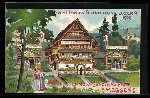 Lithographie Meggen, Kant. Landw. Ausstellung 1909