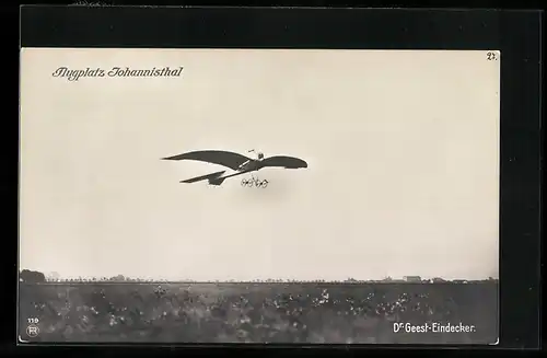 Foto-AK Sanke Nr. 119: Berlin-Johannisthal, Dr. Geest-Eindecker, Flugzeug