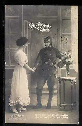 Foto-AK Sanke Nr. 5008 /1: Flieger in Uniform mit seiner Braut