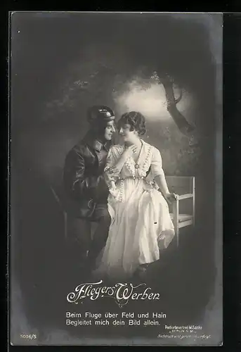 Foto-AK Sanke Nr. 5006 /5: Fliegers Werben, Beim Fluge über Feld und Hain...