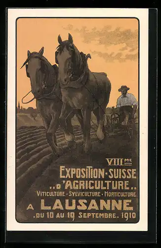 Künstler-AK Lausanne, VIIIme Exposition Suisse d`Agriculture 1910