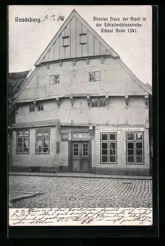 AK Rendsburg, Ältestes Haus in der Schleifmühlenstrasse, Erbaut 1541