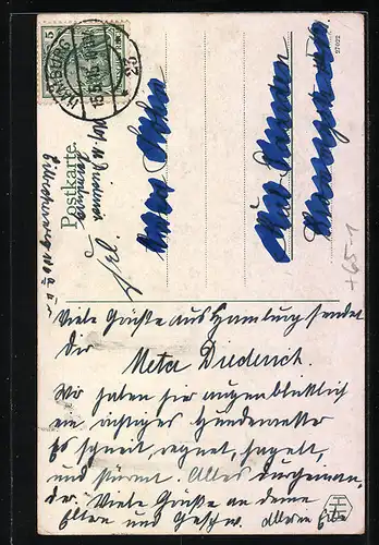 Künstler-AK Hamburg-St.Georg, Regenwetter vor dem Hauptbahnhof