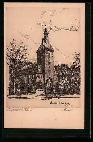 Künstler-AK Hamburg-Ottensen, Klopstock-Kirche