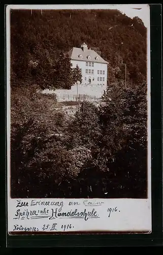 Foto-AK Calw, Spohrer`sche Handelsschule 1916