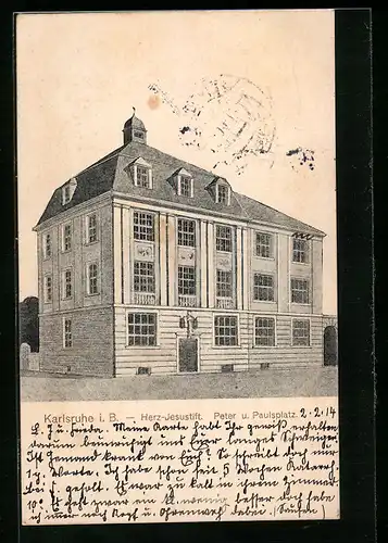 AK Karlsruhe, Herz-Jesustift, Peter und Paulsplatz