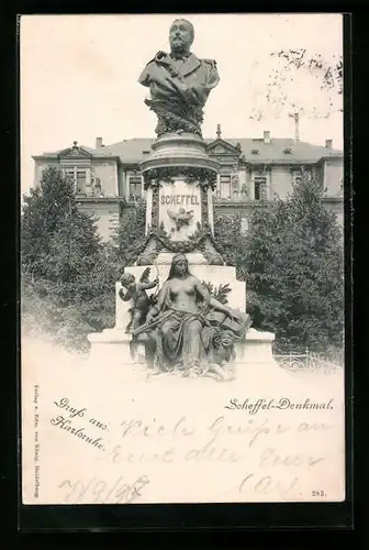 AK Karlsruhe, vor dem Scheffel - Denkmal