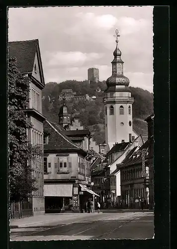 AK Karlsruhe-Durlach, Blick von der Pfinztalstrasse auf den Turmberg