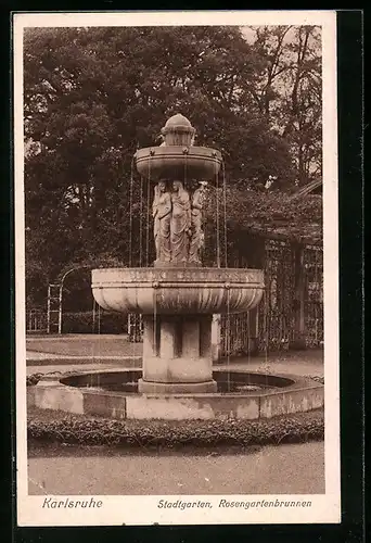 AK Karlsruhe, Stadtgarten, Rosengartenbrunnen