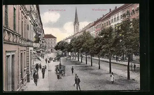 AK Karlsruhe, Werderplatz, Geschäft Julius Löwe