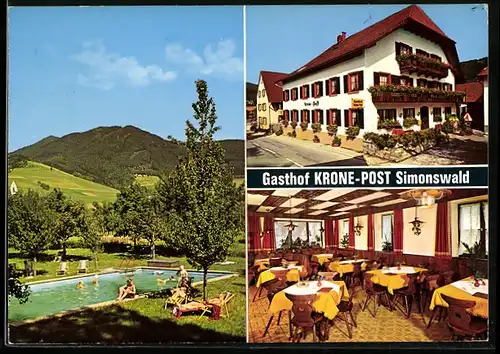 AK Simonswald, Gasthof Krone-Post mit Swimming Pool