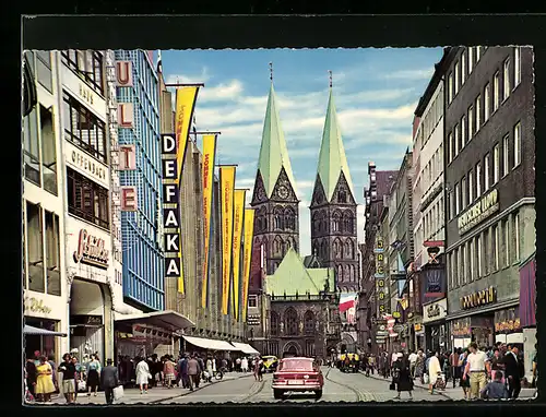 AK Bremen, Obernstrasse und Dom