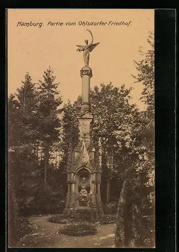 AK Hamburg, Partie vom Ohlsdorfer Friedhof