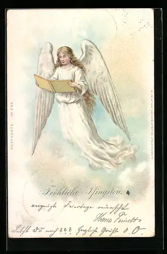 AK Engel mit Gesangsbuch, Pfingsten